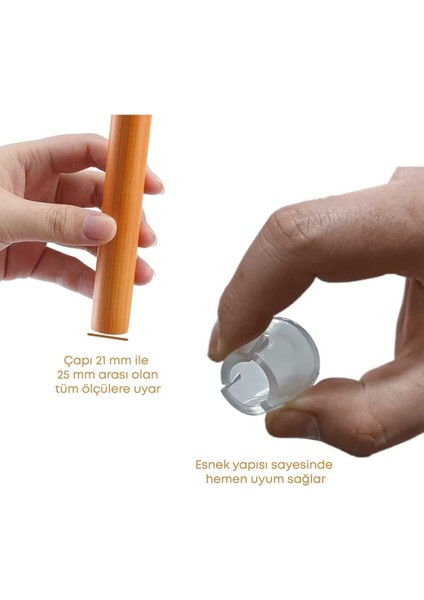 Sessiz Tip Sandalye Pabucu Masa Sandalye Zemin Koruyucu 21 mm - 25 mm (4 Adet) Kahverengi Tekli Masa fırsatları