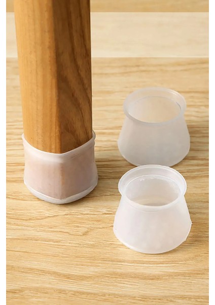 Koruyucu Silikon Kılıf - Masa Sandalye Mobilya Ayağı -Gürültü Emici Parke Koruyucu Silikon Beyaz 8'l