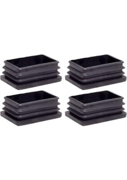 40X60MM Plastik Dikdörtgen Içe Geçme Profil Tapası (Kutu) 4 Adet Gri