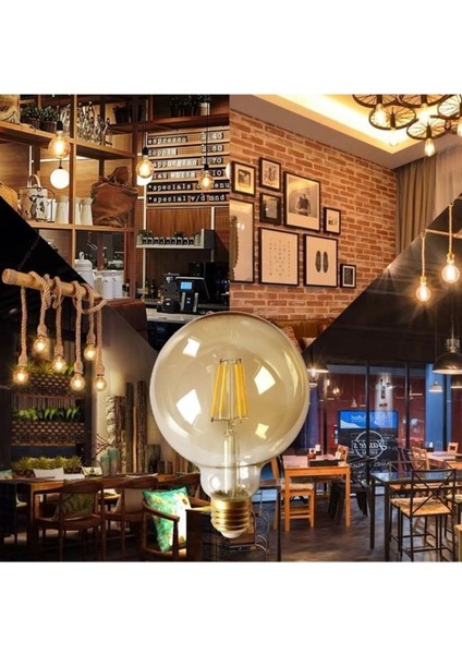 6W Rustik G95 Glop LED Ampul CT-4286 - Amber Renk Sarı Işık E27 LED Ampul 6 Watt Yok fiyatları