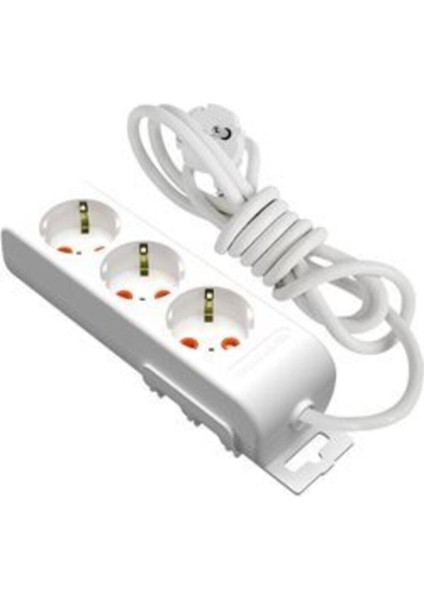 3"lü Ri-Tec Topraklı Kablolu Grup Priz Uzatma Kablosu 1 Metre Beyaz 3 Ithalatçı Garantili Yok Kabl