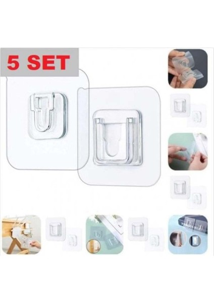 Geçmeli Klips Eşya Sabitleme Askısı 5 Set Mıknatıslı Çok Renkli Tr