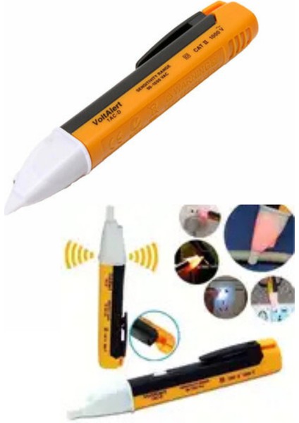 Pilli LED Işıklı, Sesli Temassız Faz Kontrol Kalemi Dijital Ölçüm Cihazı (2 Adet Aaa Pil ) Orta Boy fiyatları