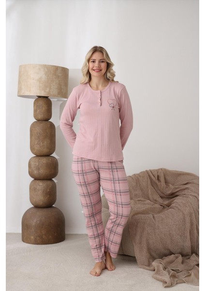 Kadın Pamuk'lu Düğme Yaka Raporlu Interlok Kışlık Pijama Takımı 0108 - 1 Adet fiyatları