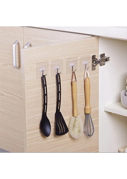 10 Adet Şeffaf Yapışkanlı Duvar Askısı, Vantuz, Kanca Mutfak, Banyo Askılık Güçlü Aksesuar 6X6CM fırsatları