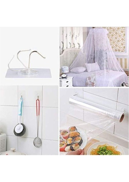 10 Adet Şeffaf Yapışkanlı Duvar Askısı, Vantuz, Kanca Mutfak, Banyo Askılık Güçlü Aksesuar 6X6CM