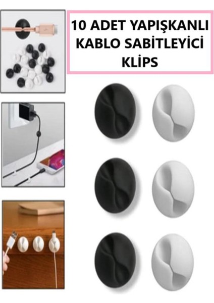 Kablo Sabitleyici Klips Organizer Kablo Düzenleyici Sabitleme Klipsi Dağınıklık Toparlayıcı Kablo Dü
