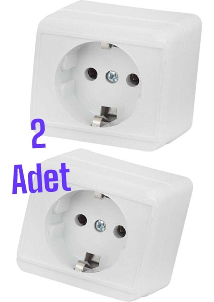 (2 Adet) Sıva Üstü Priz Tekli Elektrik Prizi