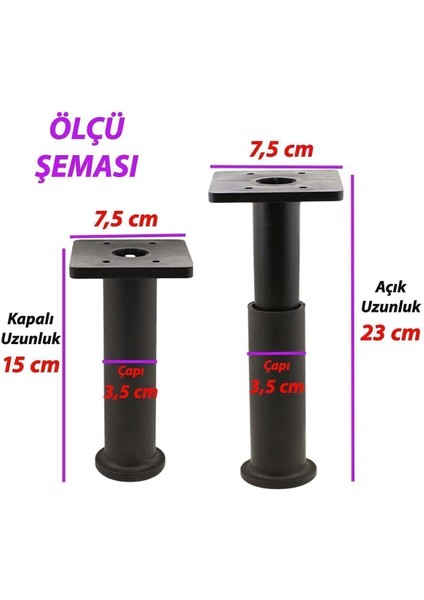 Modül Ayarlanabilir Destek Ayağı 15 x 23 cm Siyah Ayak Mobilya Kanepe Baza Koltuk Ünite Ayakları Siy modelleri