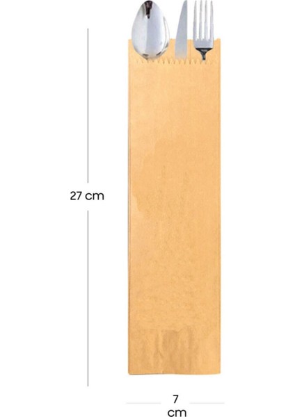 Çatal Kaşık Kılıfı Kraft Baskısız 7 x 27 x 4,5 cm 1 kg 295 Adet 13 x 22 cm Kahverengi