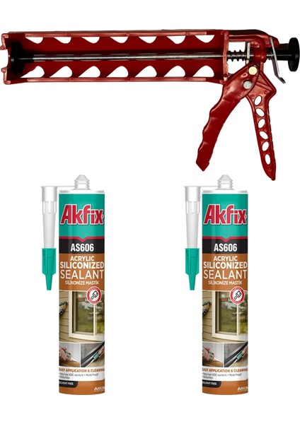 Silikonize Mastik-Duvar Çıtası Yapıştırıcısı 2 Adet Beyaz- Silikon Tabancası Set