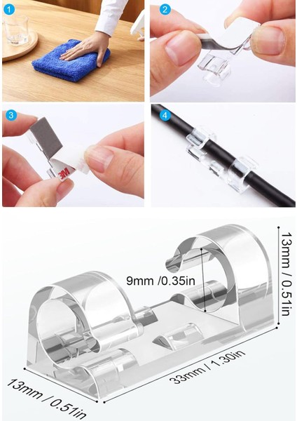 20LI Şeffaf Kablo Sabitleyici Düzenleyici Klips Duvar Fayans Cam Yapışkanlı Kablo Tutucu Toparlayıcı modelleri