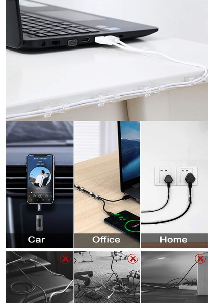 20LI Şeffaf Kablo Sabitleyici Düzenleyici Klips Duvar Fayans Cam Yapışkanlı Kablo Tutucu Toparlayıcı fırsatları