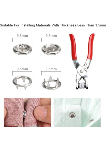 Metal Çıtçıt Düğme Pensesi- 100 Adet Çıtçıt Düğmesi Seti-Metal Düğme Yapma Pensesi ve Düğmesi Cn