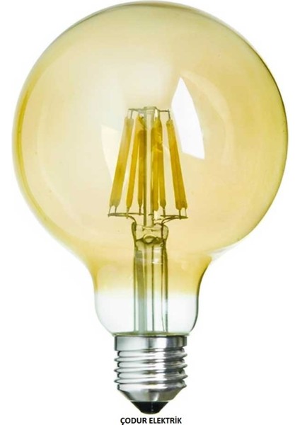 8W E27 Duylu Gold Bal Rengi LED Flamanlı Rustik Glop Ampul 600 Lümen Tekli Sarı Işık E27 LED Ampul 8