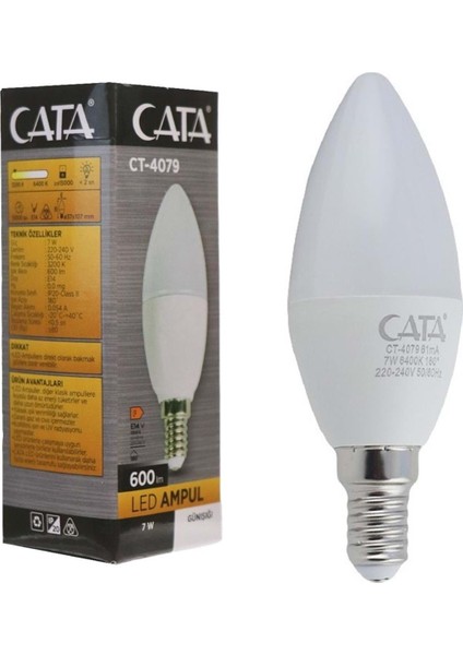 Buji Ampul Mum 7W Beyaz Cata CT-4079 5li Paket Tekli Beyaz Işık E27 LED Ampul 0 - 250 Watt Yok Cn