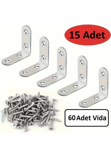 15 Adet L Köşe Destek Aparatı, Metal Ahşap Mobilya ve Raf Sistemleri Için 15X35X35 cm VP-006 Mobilya