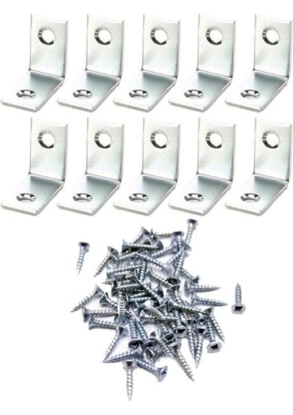 10 Adet 16X25 mm Metal L Gönye Köşe Bağlantı ve Vidaları Turkuaz