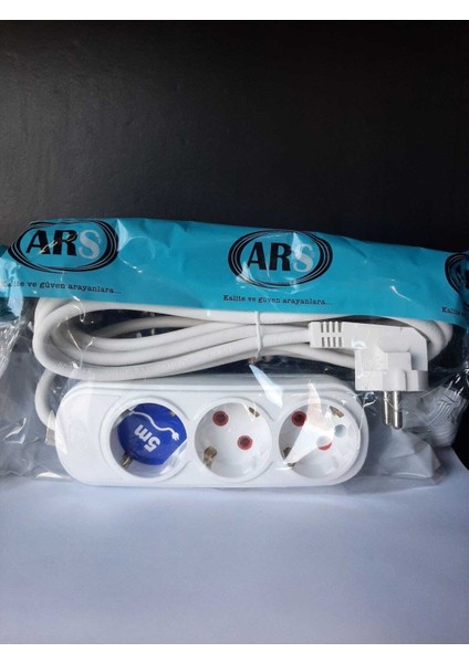 3 Lü 5 Metre Topraklama Priz 3 Üretici Garantili 4 - 5 M Yok Uzatma Kablosu Yok Gri Tr