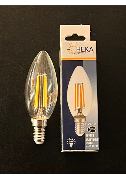 6 Watt E14 Duylu Şeffaf Camlı 690 Lümen 3000 Kelvin Günışığı Buji LED Ampul Tekli Gün Işığı E14 R