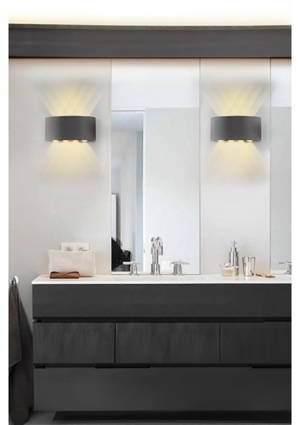 LED Aplik Aydınlatma Çift Taraflı LED Dekoratif Duvar Aplik 4+4 Suya Dayanıklı LED Aplik Tekli Gün I fırsatları