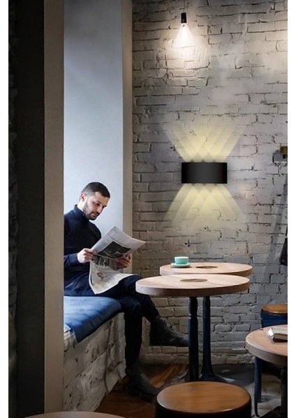 LED Aplik Aydınlatma Çift Taraflı LED Dekoratif Duvar Aplik 4+4 Suya Dayanıklı LED Aplik Tekli Gün I indirimleri