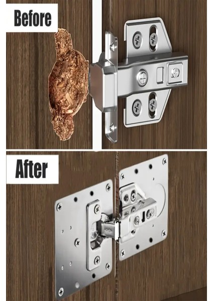 Paslanmaz Çelik Menteşe Onarım Plakası Hasarlı Dolap Menteşe Onarım Plakası Tekli Menteşe Tamir Sacı