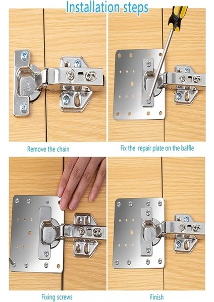 Paslanmaz Çelik Menteşe Onarım Plakası Hasarlı Dolap Menteşe Onarım Plakası Tekli Menteşe Tamir Sacı modelleri