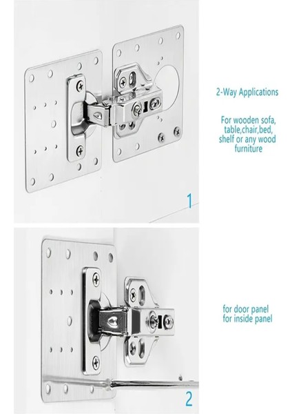 Paslanmaz Çelik Menteşe Onarım Plakası Hasarlı Dolap Menteşe Onarım Plakası Tekli Menteşe Tamir Sacı
