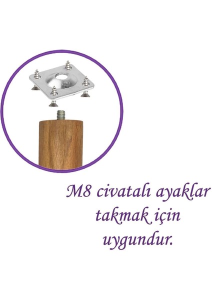 Mobilya Baza Koltuk Zigon Sehpa Ayağı Metal Bağlantı Aparatı Düz Ayak Tabanı M8 Civatalı (4 Adet) Gü modelleri