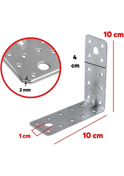 10 Adet Mobilya Dolap Duvar Sabitleme Metal Köşebent 100X100X40 mm Bağlantı Aparatı L Demiri Gönye M fiyatları