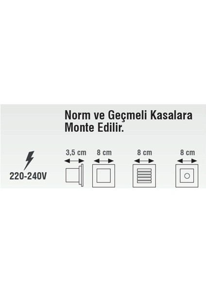 3W Merdiven-Duvar-Yer Aydınlatması Armatürü Beyaz Işık 6500K fiyatları