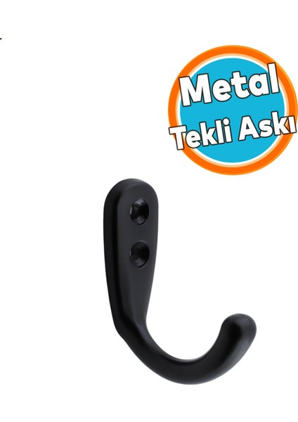 Duvar Vestiyer Çanta Elbise Askısı Siyah Banyo Mutfak Kıyafet Asma Kulp Dolap Askılık Askılığı Siyah