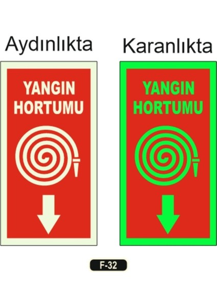 Fosforlu Yangın Hortumu Yön Levhası Bant Hediyeli Tr