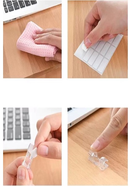 100LÜ Şeffaf Kablo Sabitleyici Düzenleyici Duvar Klipsi Yapışkanlı Kablo Organizer Tutucu Toplayıcı fiyatları