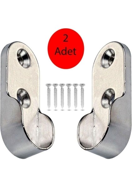 Boru Askı Flanşı Krom Oval Dolap Elbise Askı Aparatı (2 Adet) Dolap Içi Düzenleyiciler Ekru Tr