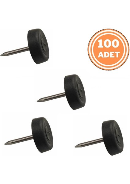 100 Adet Çivili Pabuç Poligrit Siyah Mobilya Zemin Koruyucu Mobilya Bağlantı Elemanları Siyah