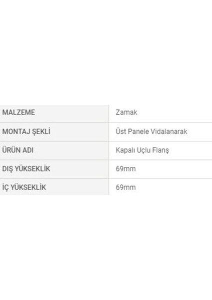 Kapalı Flanş 2li Paket Vidalı Dolap Askı Aparatı Mobilya Bağlantı Elemanları Metalik fiyatları
