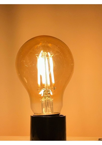 A60 Filament Edison Tip Rustik E-27 Amber Cam Amber Işık Dimmerli 4 Watt 1800 Kelvin LED Ampul Tekli fiyatları