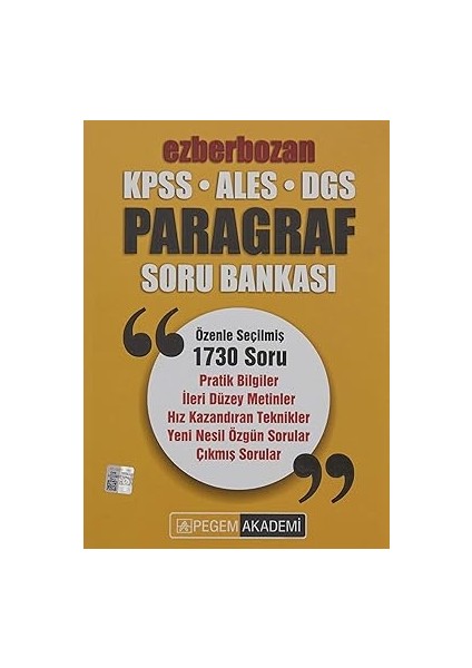Kpss Ales Dgs Ezberbozan Paragraf Soru Bankası + Yapışkanlı Not Kağıdı