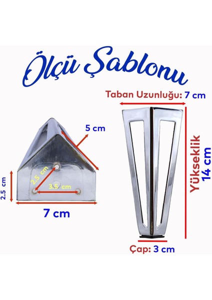 Mobilya Koltuk Baza Puf Sehpa Kanepe Tv Ünite Masa Ayağı Ayakları Metal Ayak 14 cm Krom Metalik Tekl fiyatları