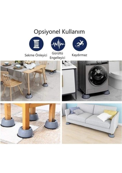 Beyaz Eşya Altlığı Ayağı Çamaşır Bulaşık Makinası Buzdolabı Yükseltici Titreşim Önleyici 16 Adet Gri fiyatları