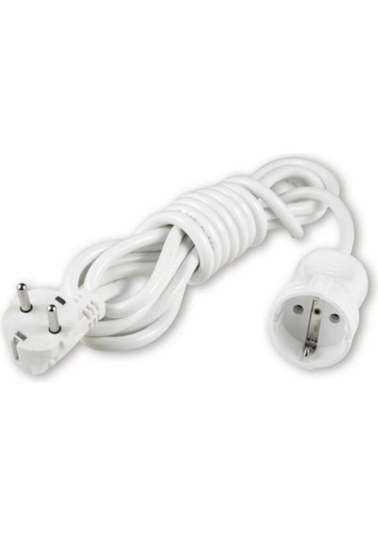 Beyaz Bakır Kablo Tekli Priz Uzatma Kablosu 8 M Elektrik Prizi