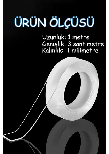 Çift Taraflı Bant 1 Metre Şeffaf Yapışkan Şerit Çok Amaçlı Çerçeve Tablo Priz Asma Yapıştırma Bandı fiyatları