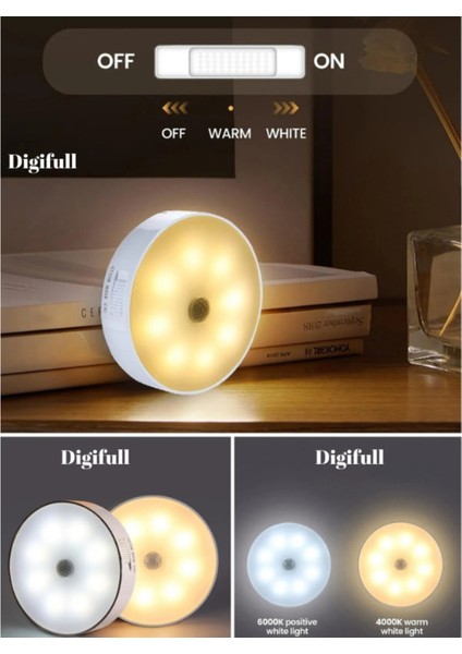Hareket Sensörlü USB Şarjlı Beyaz LED Işık Lamba (Sensörlü) Yok Beyaz Işık Yok 10 Watt E A'dan G'ye