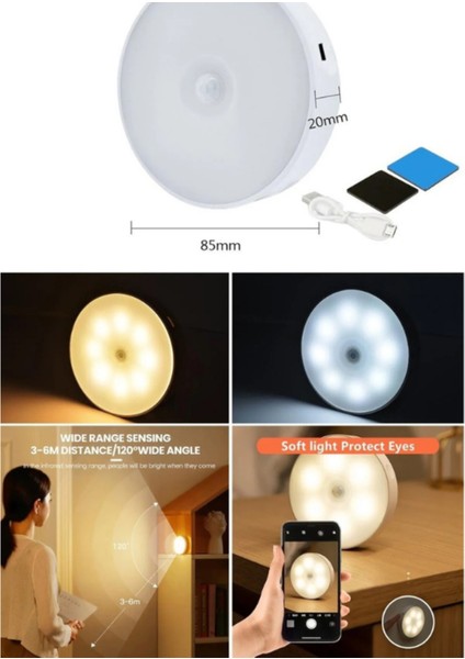 Hareket Sensörlü USB Şarjlı Beyaz LED Işık Lamba (Sensörlü) Yok Beyaz Işık Yok 10 Watt E A'dan G'ye indirimleri