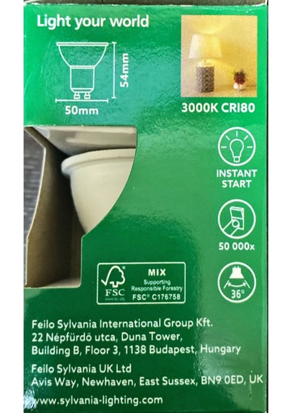 Sylvania 3000 K GU10DUY 4.9 Watt LED Ampul Tekli Sarı Işık GU10 LED Ampul 5 Watt Yok A'dan G'ye F 72 fiyatları