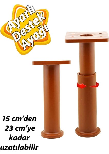 Modül Ayarlanabilir Destek Ayağı 15 x 23 cm Kahverengi Ayak Mobilya Kanepe Baza Koltuk Ünite Ayaklar