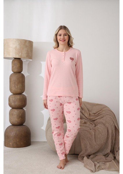 Kadın Pamuk'lu Düğme Yaka Raporlu Interlok Kışlık Pijama Takımı 0112 - 1 Adet fiyatları
