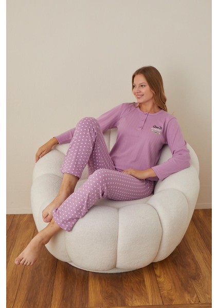Kadın Pamuk'lu Düğme Yaka Raporlu Interlok Kışlık Pijama Takımı 05002 - 1 Adet fiyatları